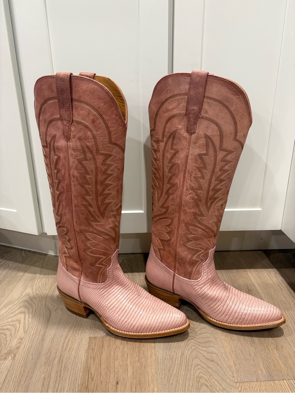 Tecovas The Abby Pink Frost Western Embroidered Leather Boots Pink size 9